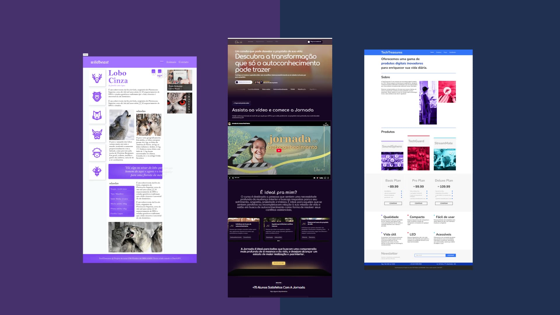 Projetos de UI Design com implementação em código